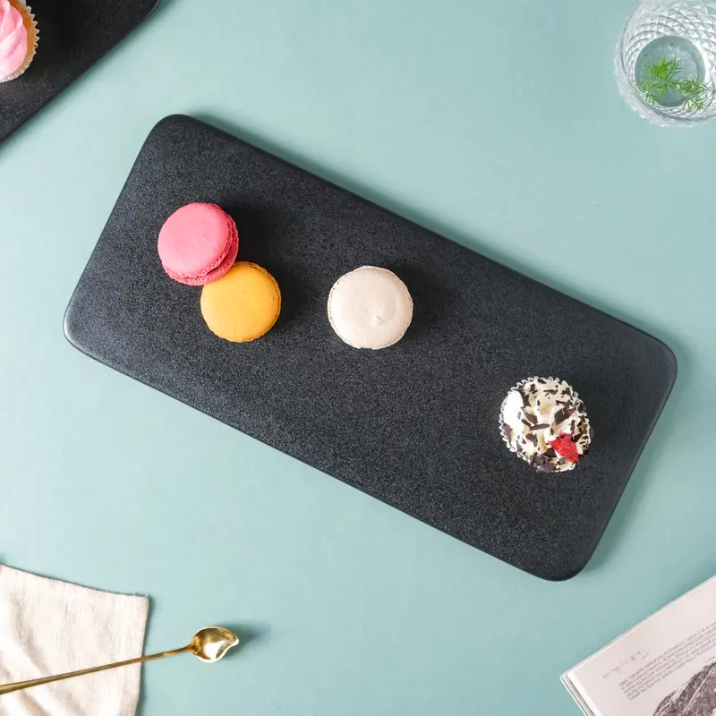 Matte Black Rectangular Serving Platter 1