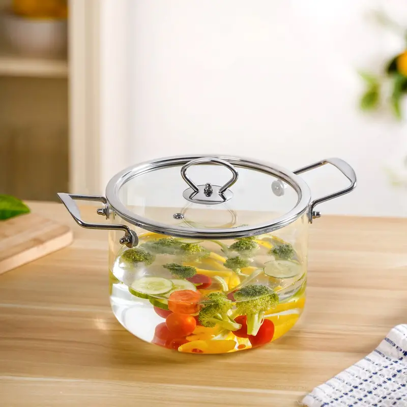 Medium-Capacity Borosilicate Cooking Pot – 3.5L Clear Glass Design 1