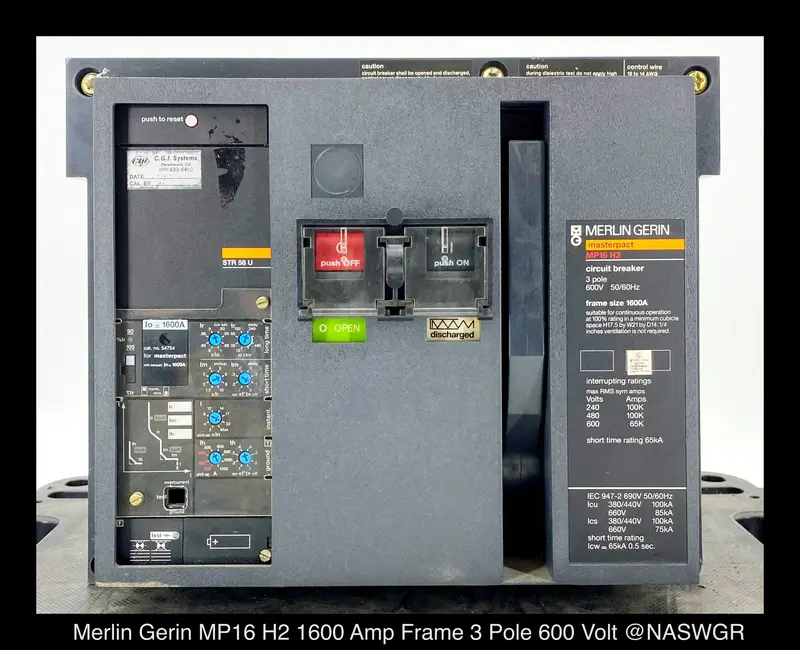 Merlin Gerin Mp16H2 1600A Air Circuit Breaker (Electric/Open, Draw-Out) 1