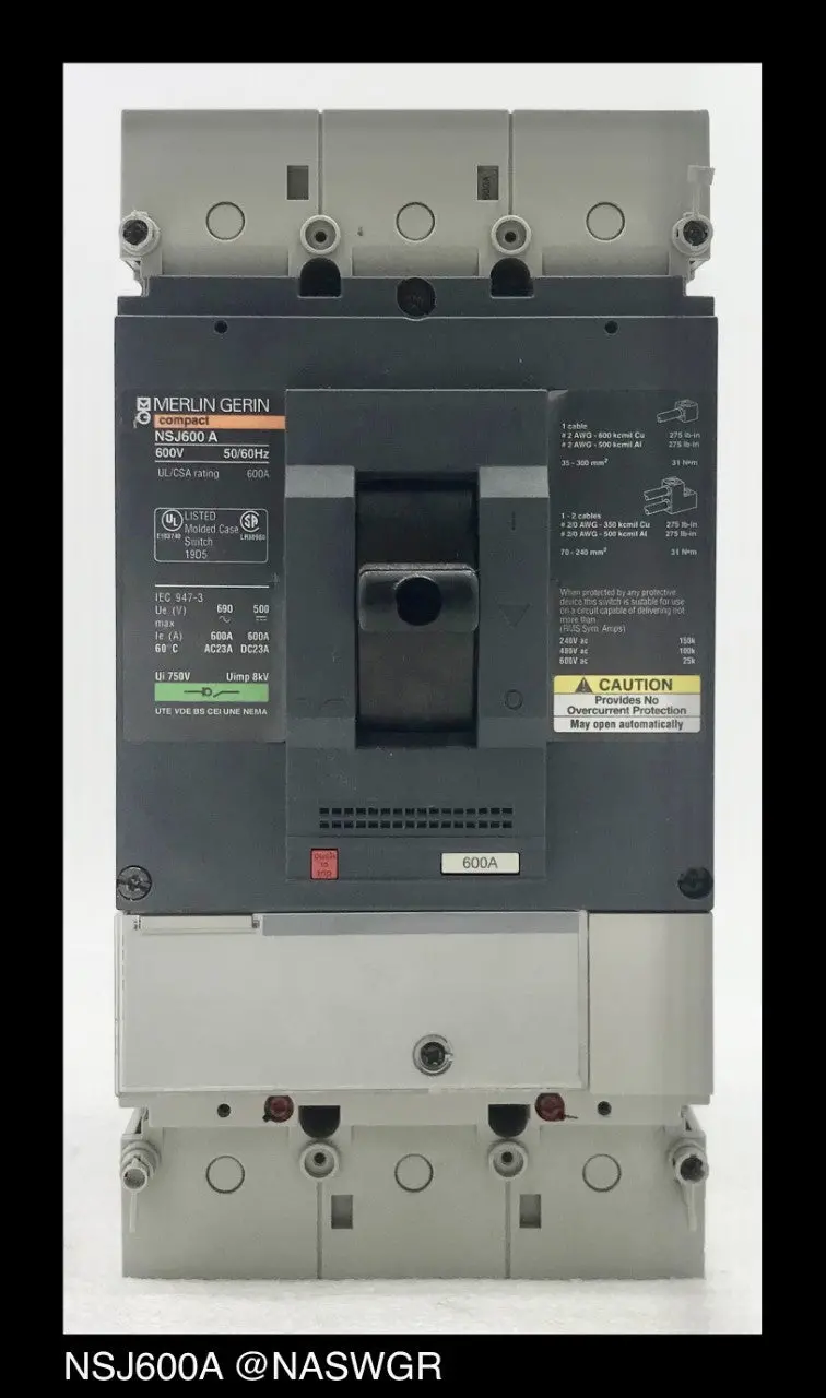 Merlin Gerin Nsj600A 600A Molded Case Switch — Mount + Shunt Trip 1