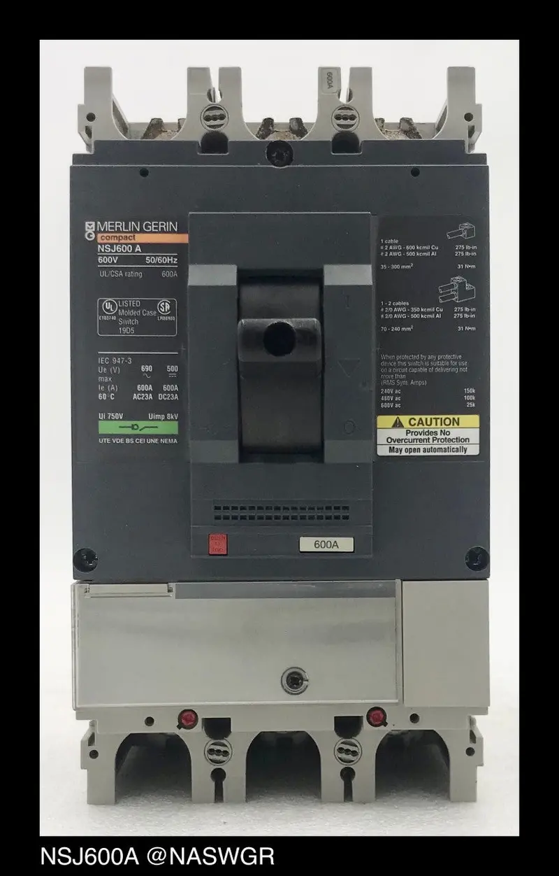 Merlin Gerin Nsj600A 600A Switch With 48V Dc Shunt Trip 1
