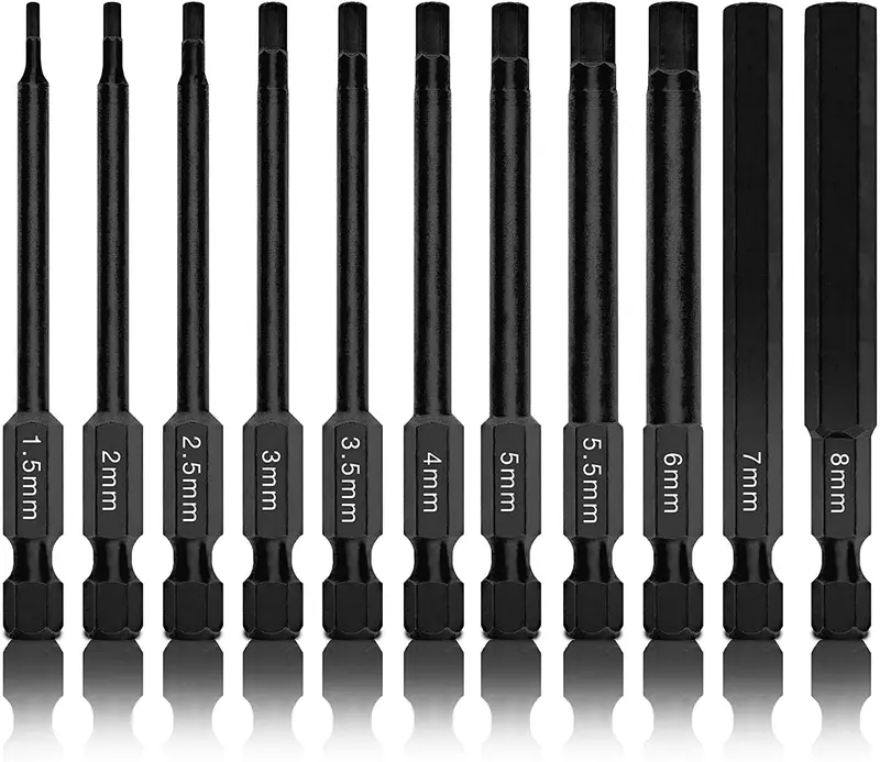 Metric Hex Power Bit Set — 1.5 Mm To 8 Mm, Precision Allen Driver Bits (11-Piece) 1