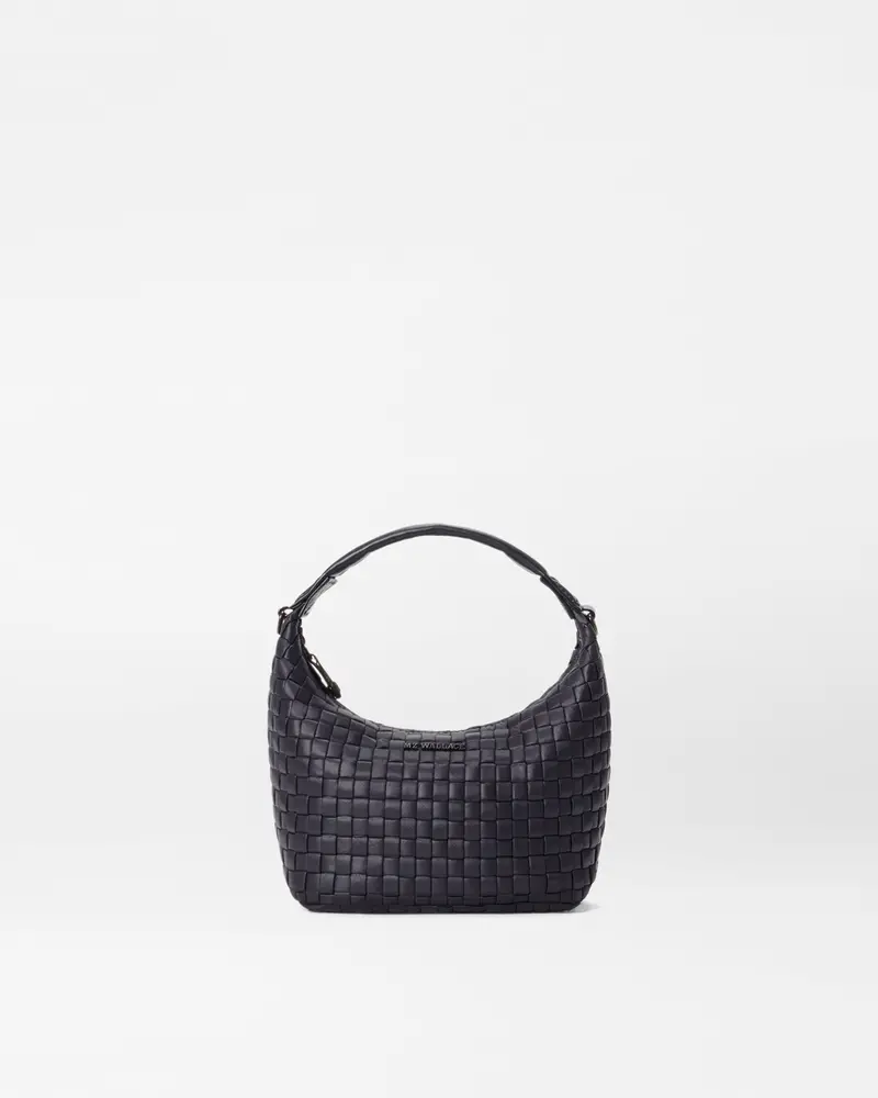 Mini Black Woven Hobo Bag 1