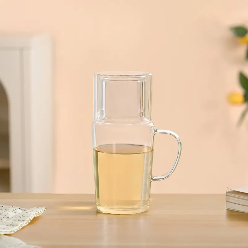 Minimalist Clear Glass Carafe With Complementary Drinking Cup 1