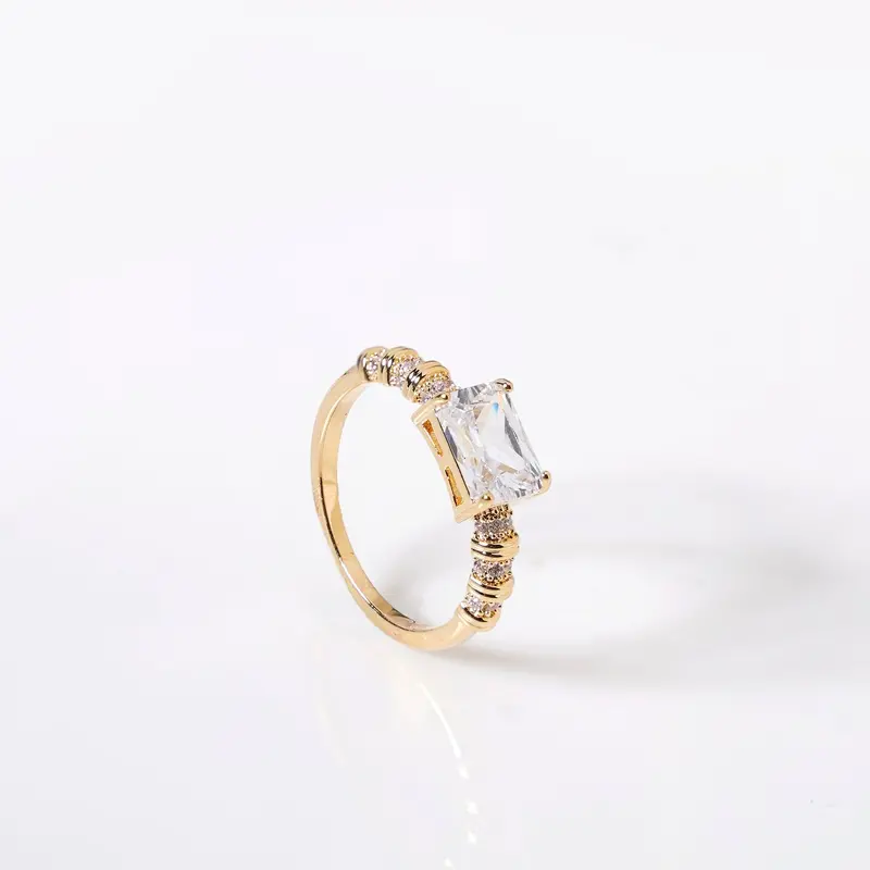 Minimalist Gold Solitaire Stud Ring 1