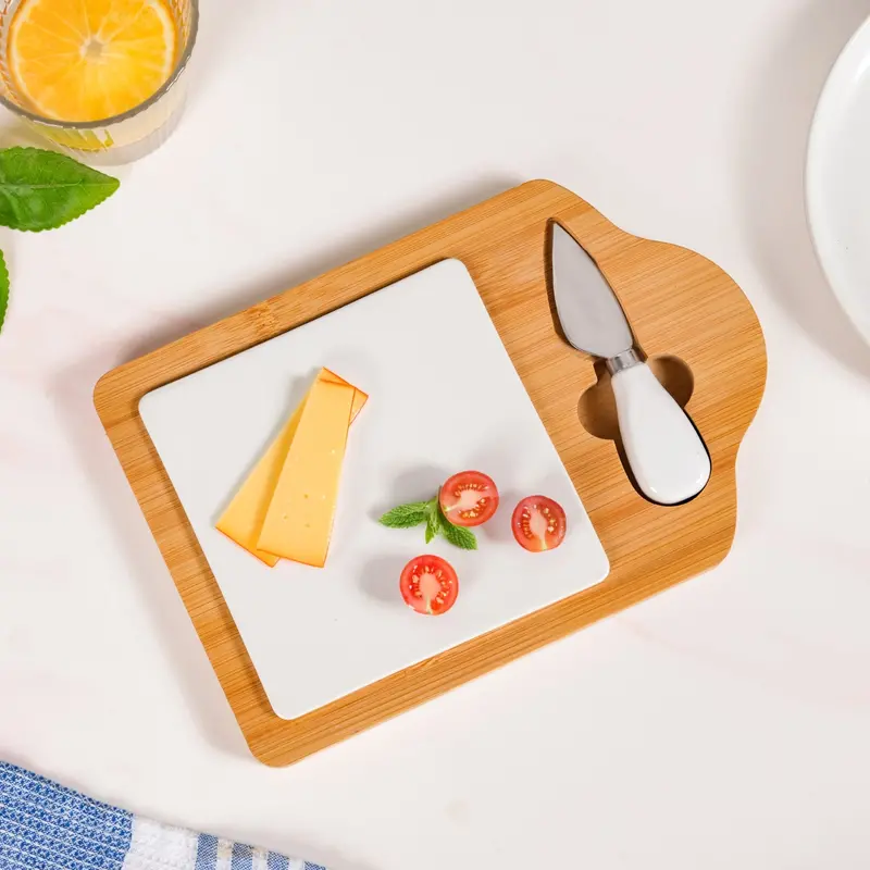 Minimalist Wooden Charcuterie Board With Integrated Cheese Knife 1