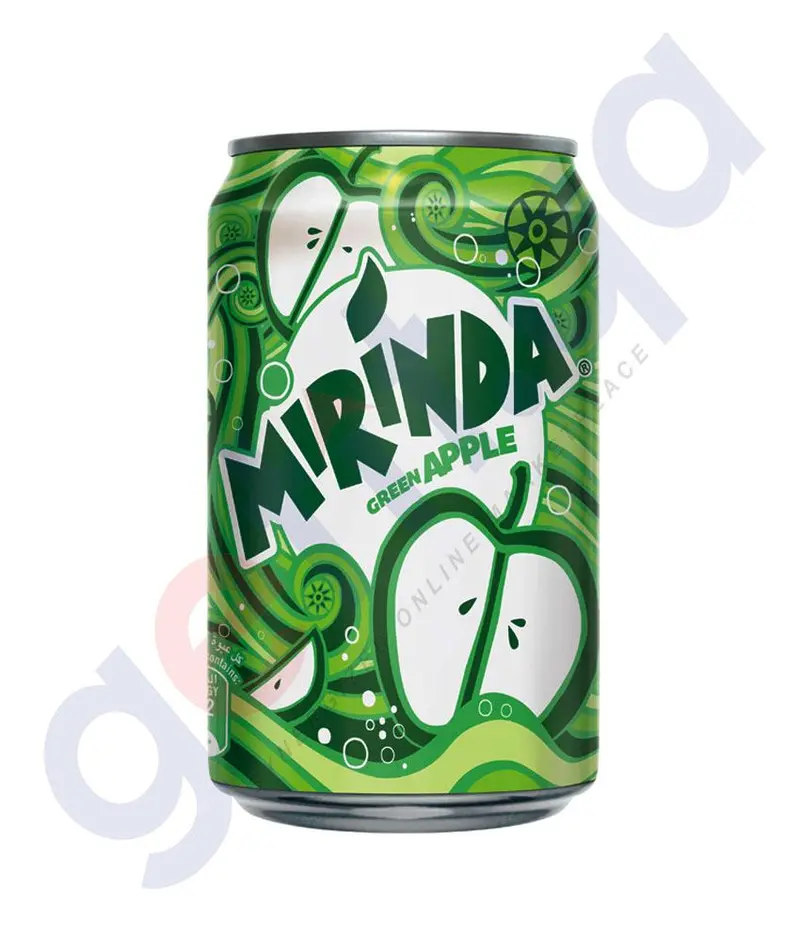 Mirinda Green Apple Soda – 330Ml Canned Beverage 1