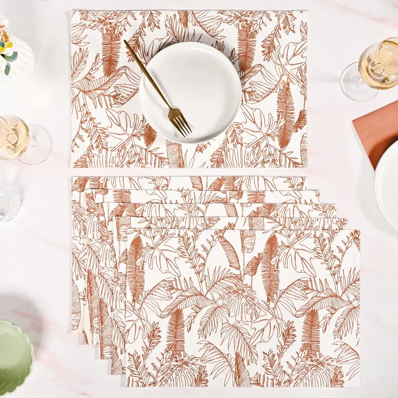 Mocha Fern Cotton Placemat Set – Set Of 6 1