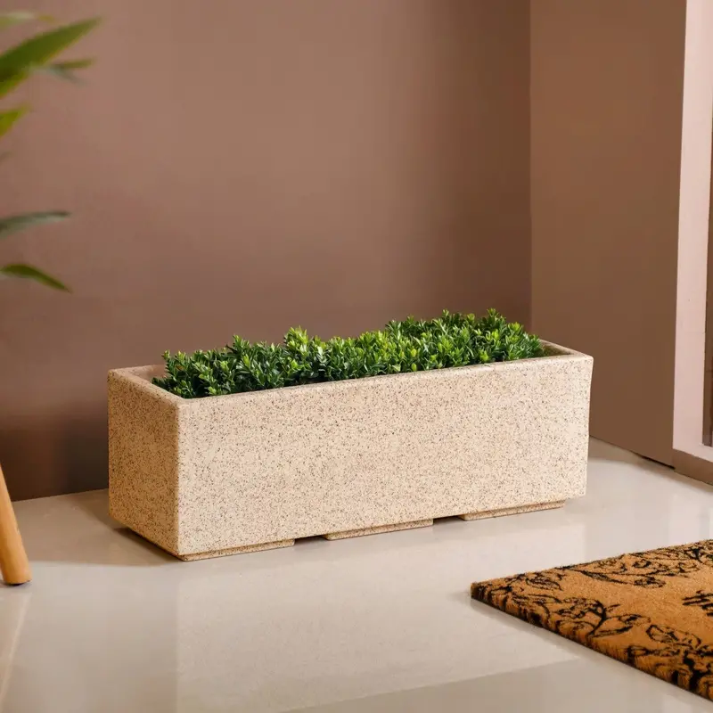 Modern Beige Trough Planter – Planterra 24" X 8" Sleek Rectangular Pot 1