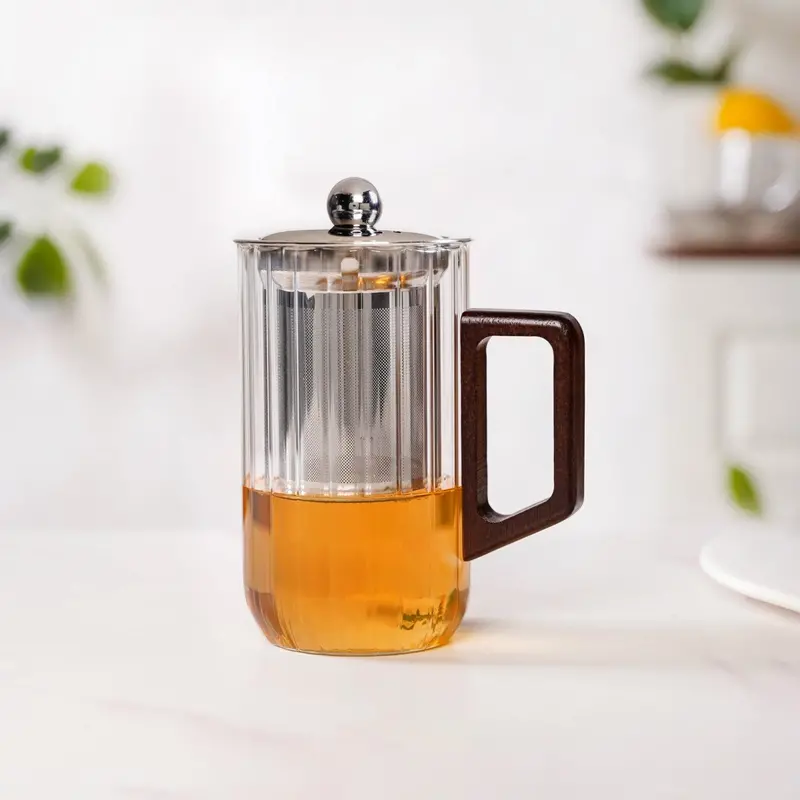 Modern Fluted Glass Infuser Mug – Dual-Chamber Design, 500Ml Capacity 1