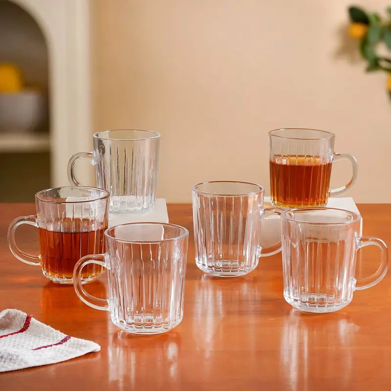Modern Ribbed Ceramic Mugs (Set Of 6, 229Ml) 1