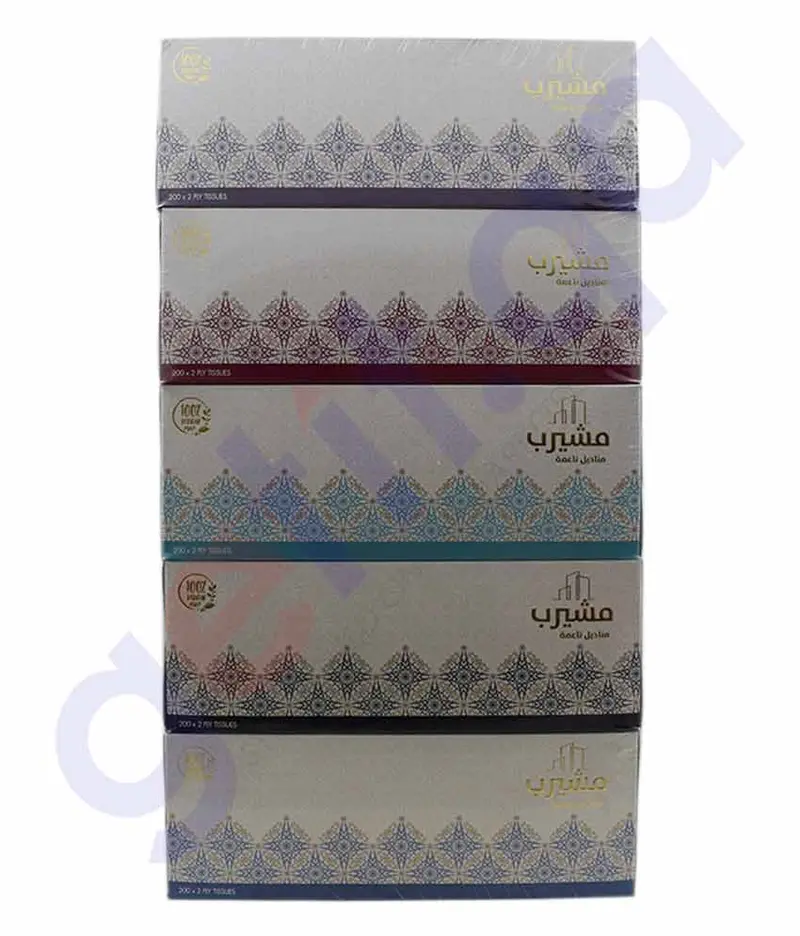 Msherieb Premium Facial Tissues – Soft, 2-Ply Disposable Napkins (200 Sheets) 2