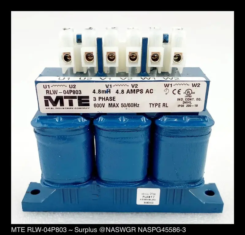 Mte Rlw-04P803 Three-Phase Line Reactor (4.8A, 4.8Mh, Open Frame) 1