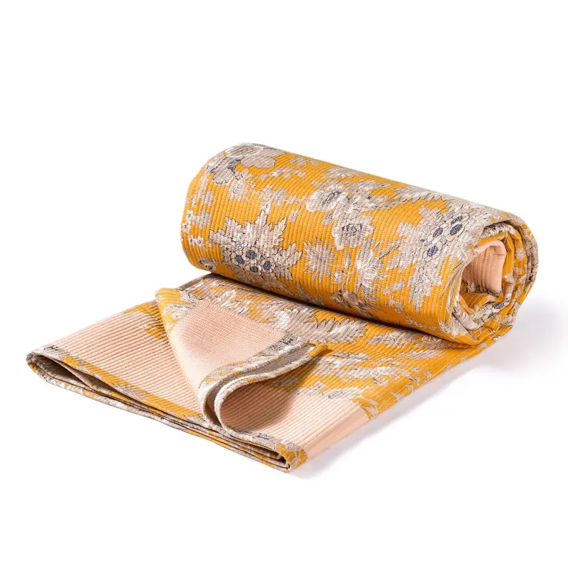 Mustard Yellow Soft Florals Cotton Bedcover – 254 X 221 Cm 1