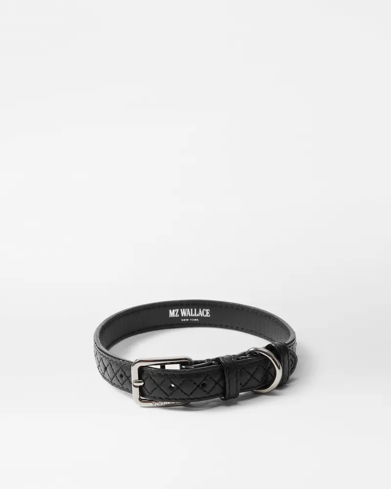 Mzw Adjustable Leather Dog Collar – Medium Size, Black Finish 1