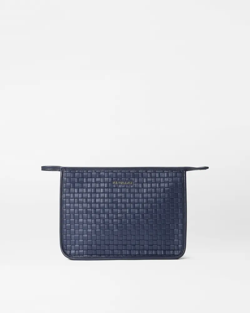 Navy Textured Woven Clutch 1