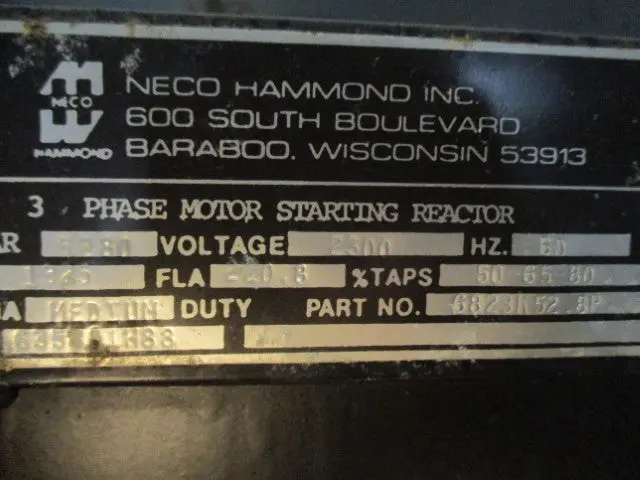 Neco Hammond 6823K52-8P Three-Phase Motor Starting Reactor 1