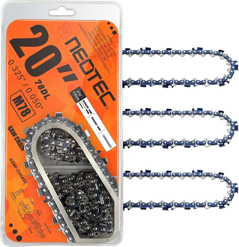 Neo-Tec 20-Inch Chainsaw Chain – .325" Pitch, 0.050" Gauge, 78 Drive Links 1