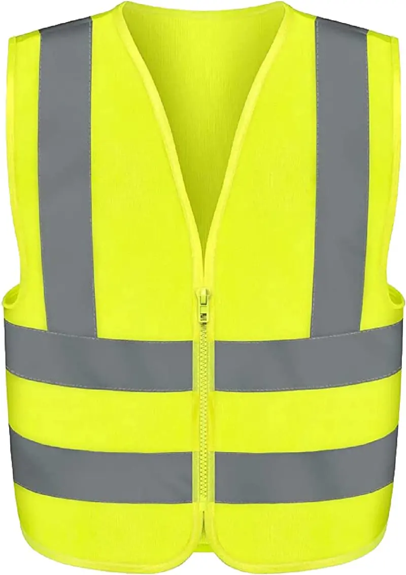 Neon Yellow High-Visibility Safety Vest: Reflective Detailing, Full-Zip Design, X-Large 1
