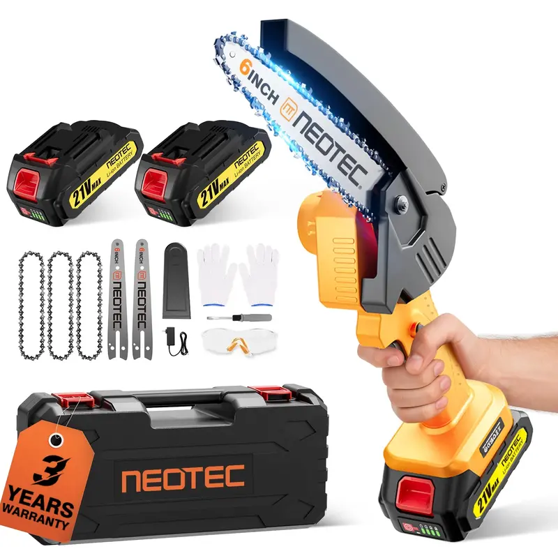 Neotec Cordless Mini Chainsaw – 6-Inch Battery-Powered Handheld Electric Saw 1