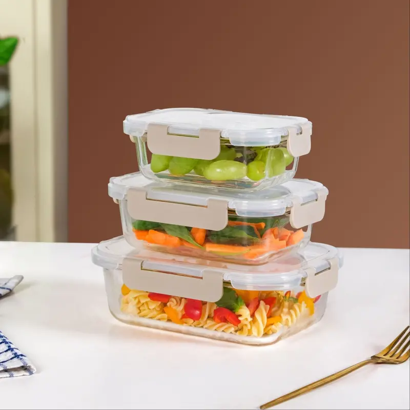 Nestro Office-Friendly Lunch Box Set – 3-Piece Beige (S–L) 1