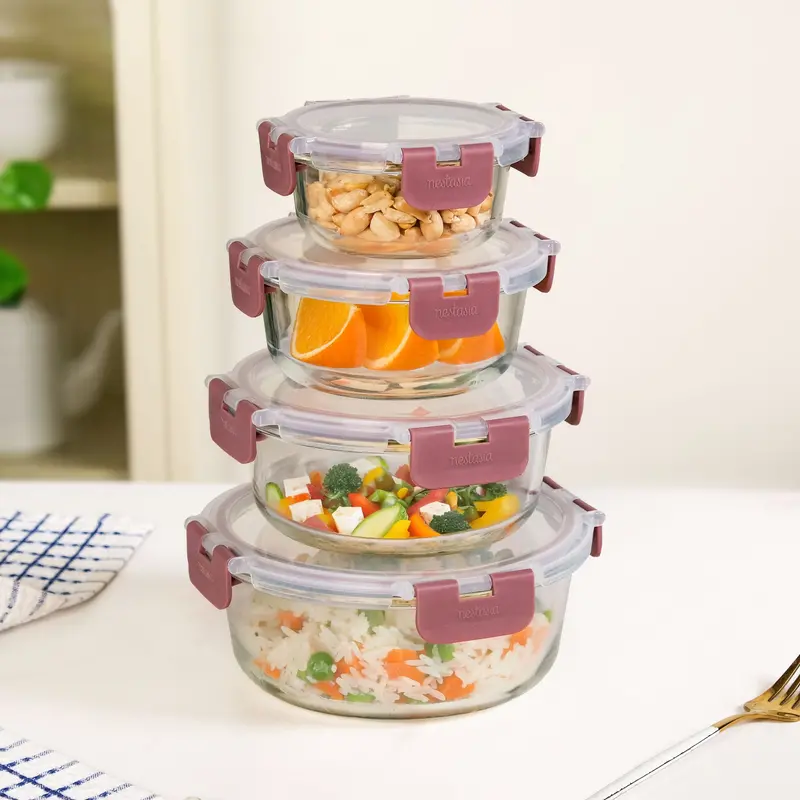 Nestro Pro Round Magenta Clip-Lock Food Containers (4 Sizes: 215Ml–950Ml) 1