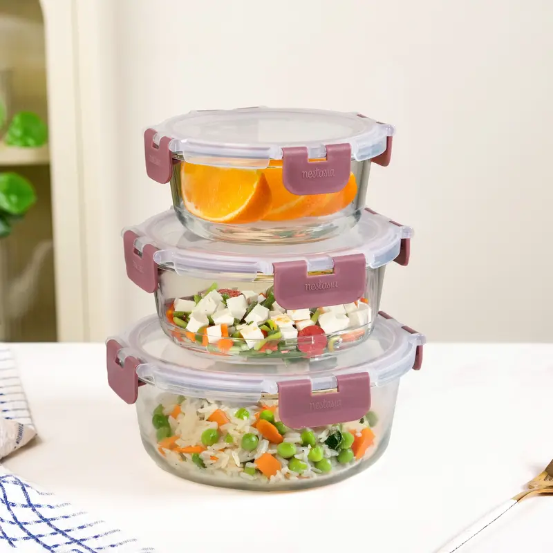 Nestro Pro Round Magenta Leakproof Containers (3 Sizes: 400Ml–950Ml) 1