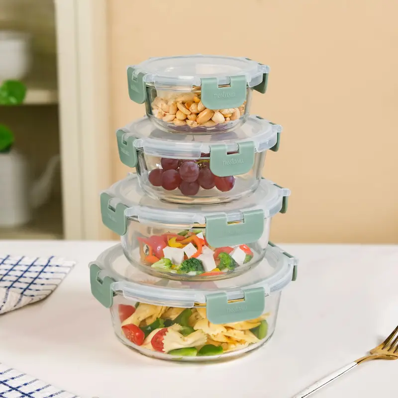 Nestro Pro Round Sage Green Airtight Containers (4 Sizes: 215Ml–950Ml) 1