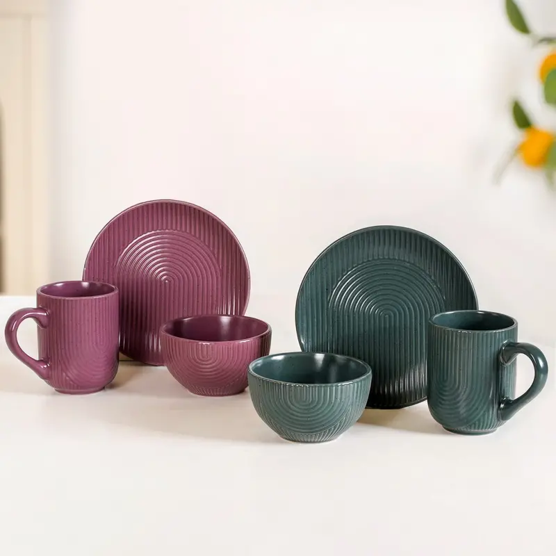 Nordic Ripple Ceramic Starter Set – 6-Piece (Mugs, Bowls & Appetizer Plates) 1
