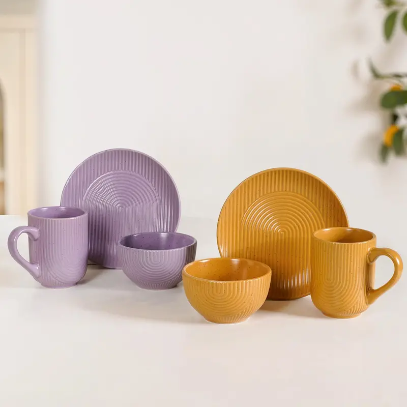 Nordic Ripple Ceramic Tableware Set – 6-Piece (Plates, Bowls & Mugs) 1