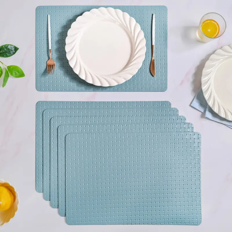 Ocean Blue Woven Placemats – Coastal-Inspired 6-Piece Table Mat Set 1