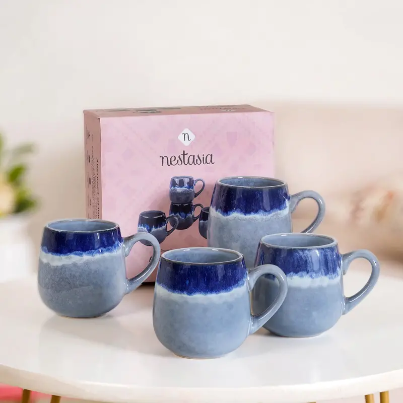 Ocean Ombre Ceramic Coffee Mug Set (4 Pcs) – 230Ml Each 1