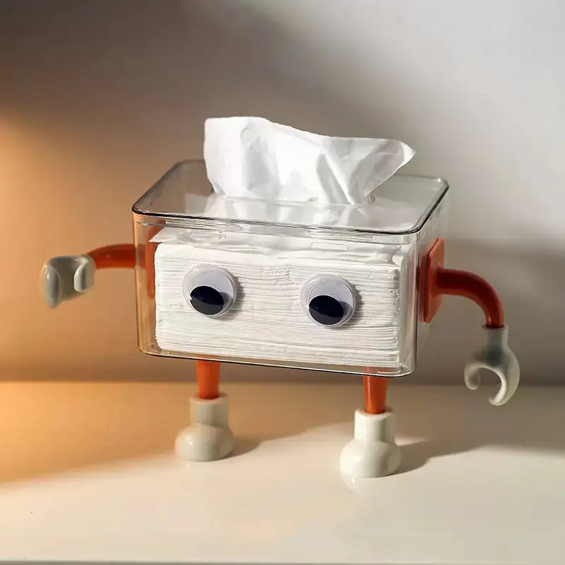 Orange 3D Cartoon Robot Tissue Box Cover 1