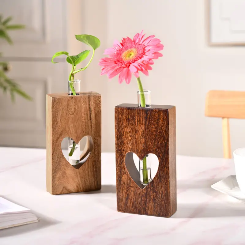Pair Of Heart-Shaped Hanging Planters With Removable Tubes 1