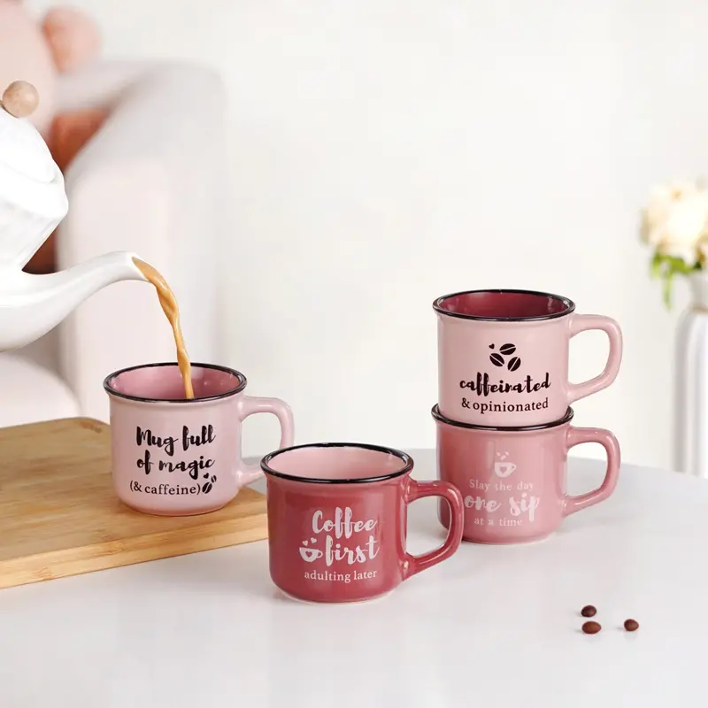 Pastel Pink Coffee Mug Set – 4X170Ml Pour-Friendly Design 1
