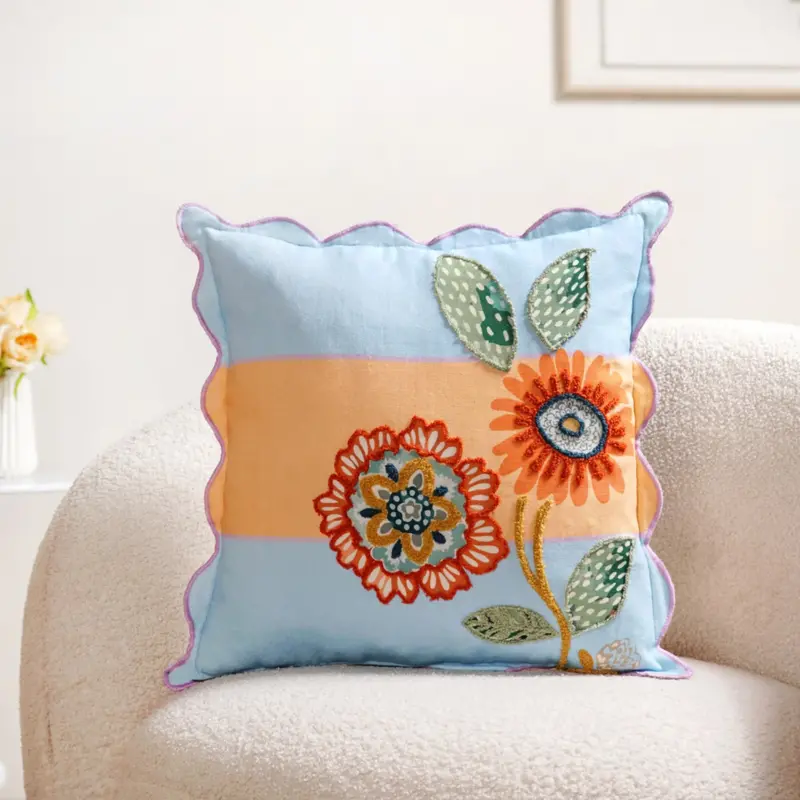 Pastel-Tone Cotton Cushion Cover – Bloom Era Collection, 45X45Cm 1