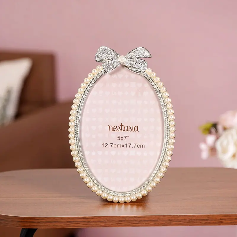 Pearl Bow Picture Frame – Medium 13X18 Cm Lustrous Nautical-Inspired Decor 1