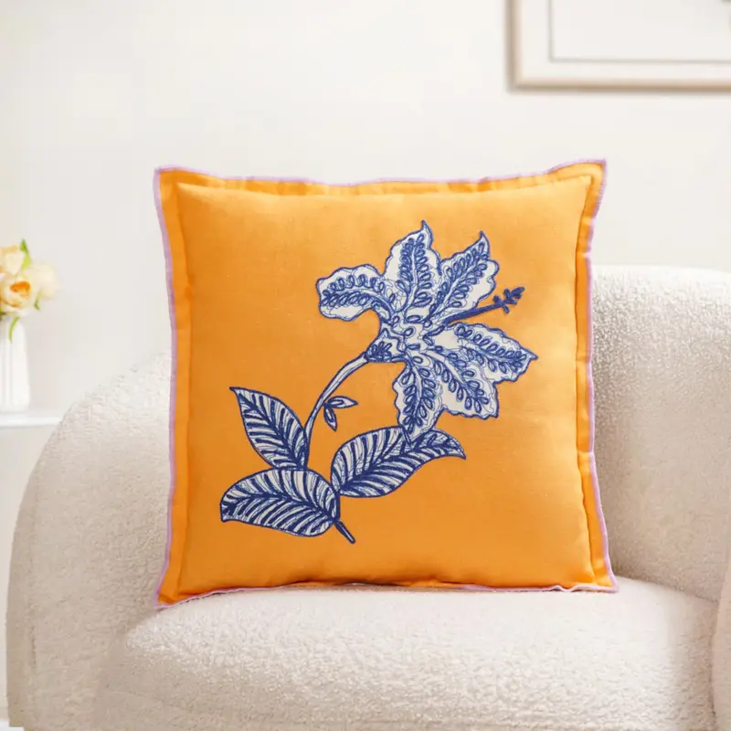 Petal Sketch Cotton Cushion Cover – Bloom Era Collection, 43X43Cm 1
