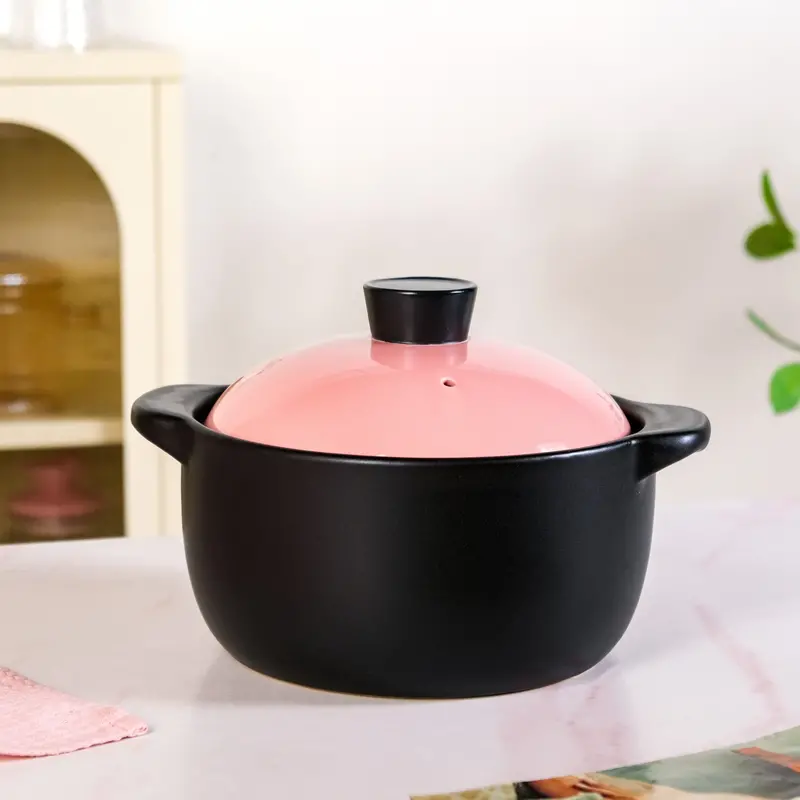 Pink Flamora Ceramic Cooking Pot – Oven-Safe Braising Pot (3600Ml) 1