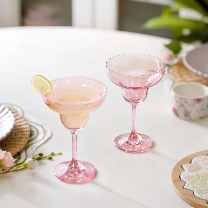Pink Margarita Glasses – Set Of 2, 240Ml Each 1