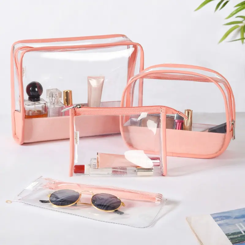 Pink Multipurpose Makeup & Travel Pouch Kit – Four-Size Set 1