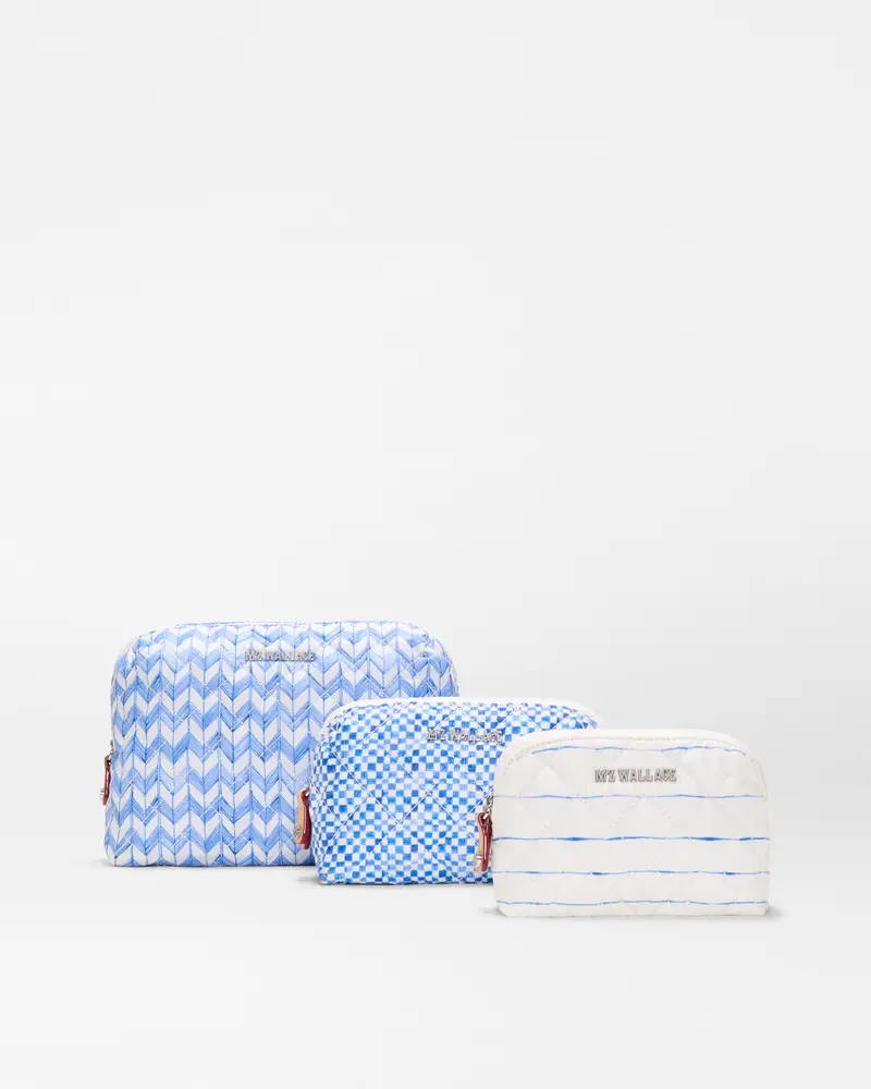 Porcelain Blue Multi-Tone Double-Zip Cosmetic Bundle Set 1