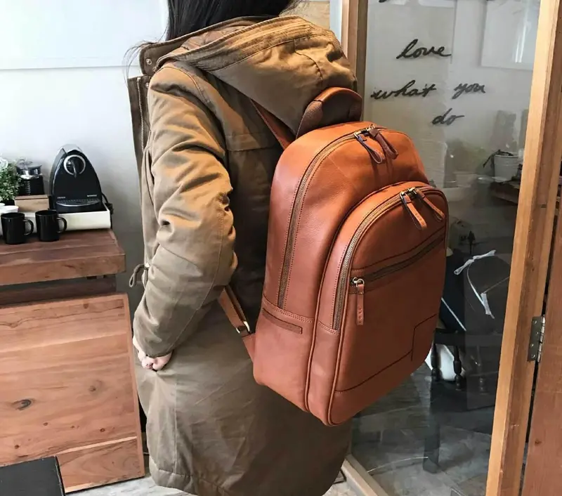 Premium Full-Grain Leather Laptop Backpack (15") 1