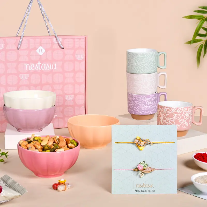 Pretty Pastel Rakhi Hamper – Gentle Color Palette Celebration Set 1