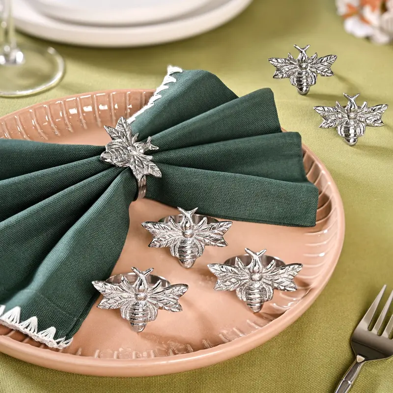Queen Bee-Themed Pure Brass Napkin Holders – Set Of 6 1