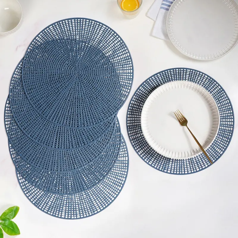 Radial Blue Woven Placemats – Geometric Set Of 6 1