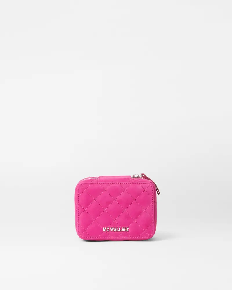 Raspberry Nubuck Jewelry Storage Box – Compact & Elegant 1