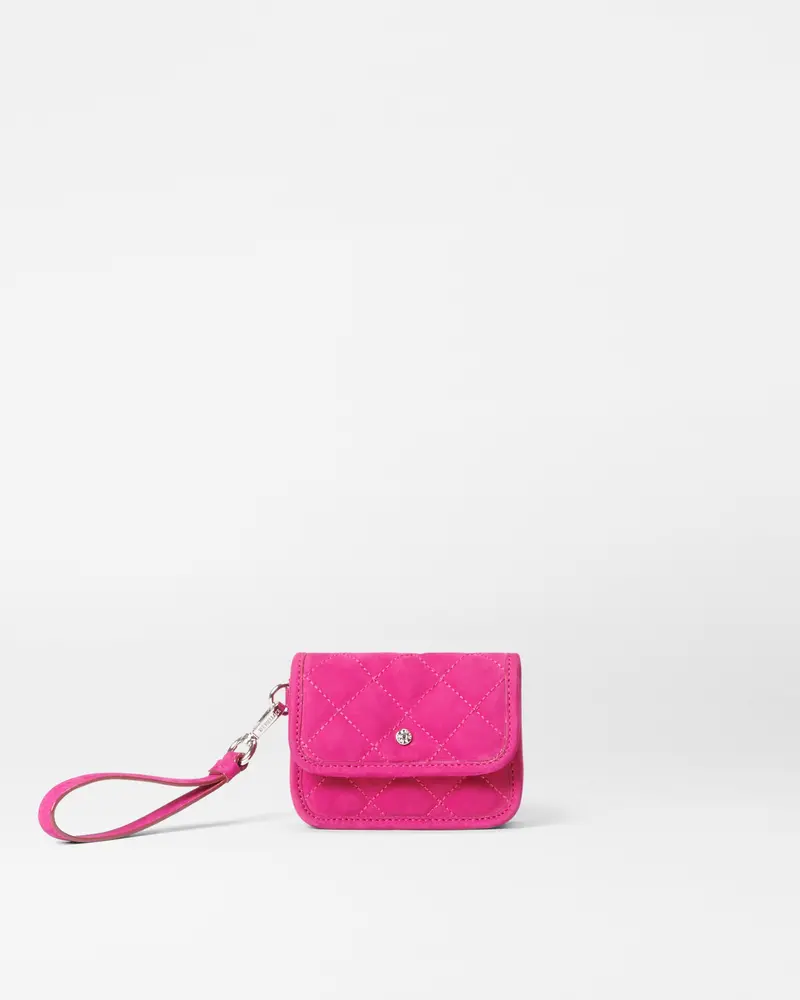 Raspberry Nubuck Metro Snap Wristlet – Full-Grain Leather 1