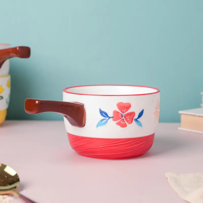 Red Ceramic Planter With Handle – Bloom Series 1