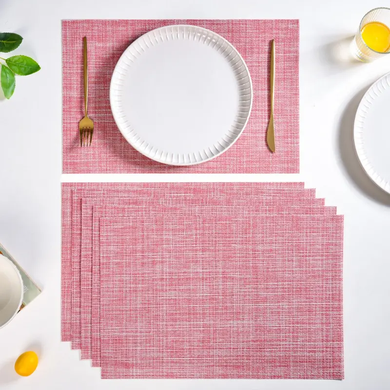 Red Crosshatch Placemats – Set Of 6 Stylish Table Protectors 1